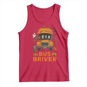 Funny Halloween Bus Driver Tank Top Horror Slashers Pumpkin School Bus Spooky Season TS11 Red Print Your Wear