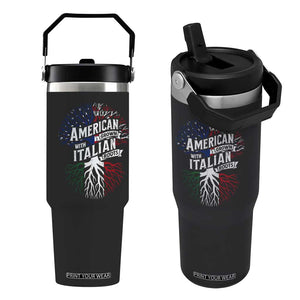 American Grown With Italian Roots Flip Straw Tumbler Family Tree Italy Flag TS11 One Size: 30 oz Black Print Your Wear