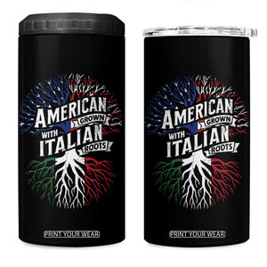 American Grown With Italian Roots 4 in 1 Can Cooler Tumbler Family Tree Italy Flag TS11 One Size: 16 oz Black Print Your Wear