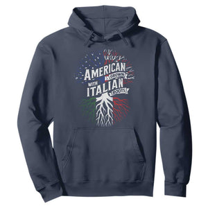 American Grown With Italian Roots Hoodie Family Tree Italy Flag TS11 Navy Print Your Wear