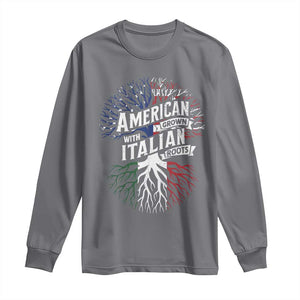 American Grown With Italian Roots Long Sleeve Shirt Family Tree Italy Flag TS11 Charcoal Print Your Wear