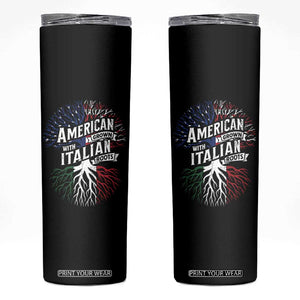 American Grown With Italian Roots Skinny Tumbler Family Tree Italy Flag TS11 Black Print Your Wear
