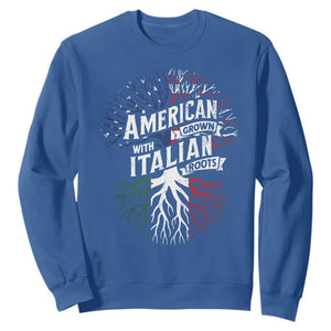 American Grown With Italian Roots Sweatshirt Family Tree Italy Flag TS11 Royal Blue Print Your Wear