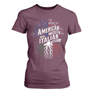 American Grown With Italian Roots T Shirt For Women Family Tree Italy Flag TS11 Maroon Print Your Wear