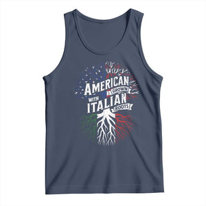 American Grown With Italian Roots Tank Top Family Tree Italy Flag TS11 Navy Print Your Wear