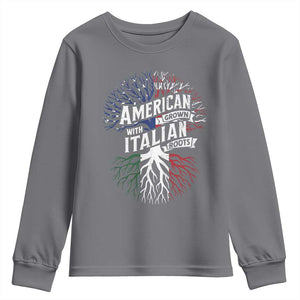 American Grown With Italian Roots Youth Sweatshirt Family Tree Italy Flag TS11 Charcoal Print Your Wear