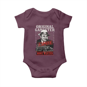 Original Gangster Most Wanted Al Capone Baby Onesie Italian American Mafia TS11 Maroon Print Your Wear