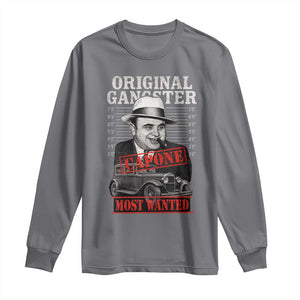 Original Gangster Most Wanted Al Capone Long Sleeve Shirt Italian American Mafia TS11 Charcoal Print Your Wear
