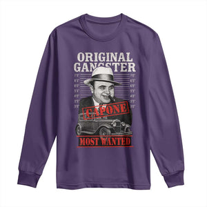 Original Gangster Most Wanted Al Capone Long Sleeve Shirt Italian American Mafia TS11 Purple Print Your Wear