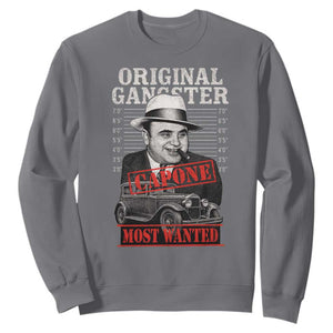 Original Gangster Most Wanted Al Capone Sweatshirt Italian American Mafia TS11 Charcoal Print Your Wear