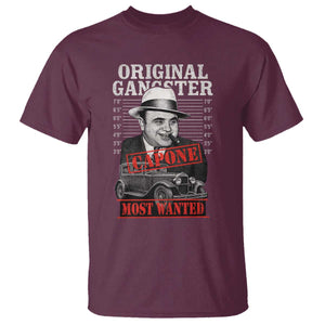 Original Gangster Most Wanted Al Capone T Shirt Italian American Mafia TS11 Maroon Print Your Wear