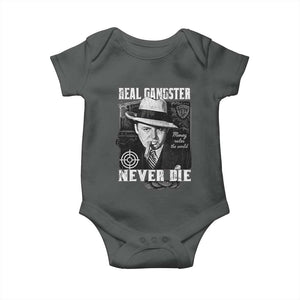 Al Capone Baby Onesie Real Ganster Never Die Italian American Mafia TS11 Dark Heather Print Your Wear