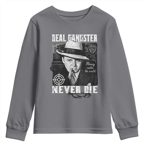 Al Capone Youth Sweatshirt Real Ganster Never Die Italian American Mafia TS11 Charcoal Print Your Wear