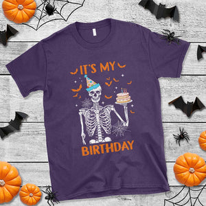 Funny Halloween Birthday T Shirt Its My Bday Skeleton Cake Party TS11 Purple Print Your Wear
