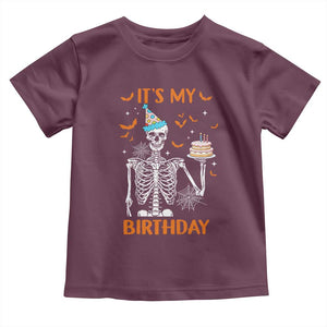 Funny Halloween Birthday Toddler T Shirt Its My Bday Skeleton Cake Party TS11 Maroon Print Your Wear