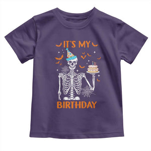 Funny Halloween Birthday Toddler T Shirt Its My Bday Skeleton Cake Party TS11 Purple Print Your Wear