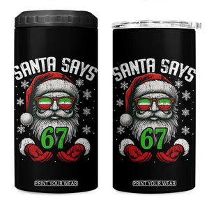 Funny Christmas Santa Says 67 4 in 1 Can Cooler Tumbler Six Seven Meme Gen Alpha Xmas Gag Gift TS11 One Size: 16 oz Black Print Your Wear