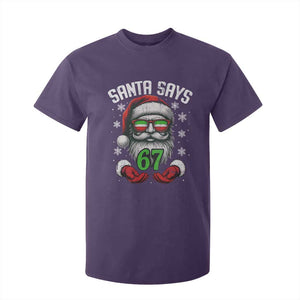 Funny Christmas Santa Says 67 T Shirt For Kid Six Seven Meme Gen Alpha Xmas Gag Gift TS11 Purple Print Your Wear
