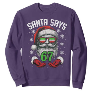 Funny Christmas Santa Says 67 Sweatshirt Six Seven Meme Gen Alpha Xmas Gag Gift TS11 Purple Print Your Wear