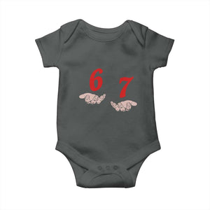 Funny 67 Six Seven Meme Hands Gesture Alpha Slang Baby Onesie TS11 Dark Heather Print Your Wear