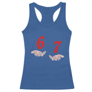 Funny 67 Six Seven Meme Hands Gesture Alpha Slang Racerback Tank Top TS11 Royal Blue Print Your Wear