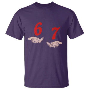 Funny 67 Six Seven Meme Hands Gesture Alpha Slang T Shirt TS11 Purple Print Your Wear