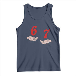 Funny 67 Six Seven Meme Hands Gesture Alpha Slang Tank Top TS11 Navy Print Your Wear