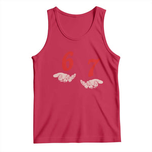 Funny 67 Six Seven Meme Hands Gesture Alpha Slang Tank Top TS11 Red Print Your Wear