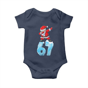 Funny 67 Christmas Baby Onesie Six Seven Dabbing Santa Meme Gen Alpha Slang TS11 Navy Print Your Wear