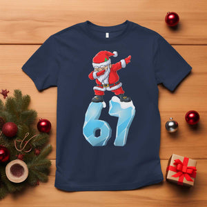 Funny 67 Christmas T Shirt Six Seven Dabbing Santa Meme Gen Alpha Slang TS11 Navy Print Your Wear