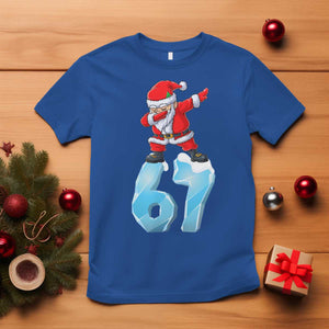 Funny 67 Christmas T Shirt Six Seven Dabbing Santa Meme Gen Alpha Slang TS11 Royal Blue Print Your Wear