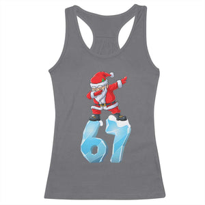Funny 67 Christmas Racerback Tank Top Six Seven Dabbing Santa Meme Gen Alpha Slang TS11 Charcoal Print Your Wear