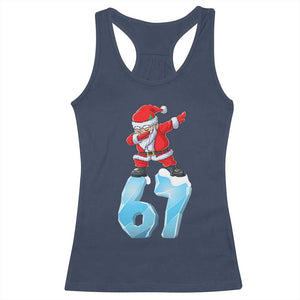 Funny 67 Christmas Racerback Tank Top Six Seven Dabbing Santa Meme Gen Alpha Slang TS11 Navy Print Your Wear