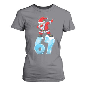 Funny 67 Christmas T Shirt For Women Six Seven Dabbing Santa Meme Gen Alpha Slang TS11 Charcoal Print Your Wear