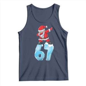 Funny 67 Christmas Tank Top Six Seven Dabbing Santa Meme Gen Alpha Slang TS11 Navy Print Your Wear