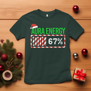 Funny Aura Energy 67 Christmas T Shirt Aura Farming Six Seven Meme Gen Alpha Slang TS11 Dark Forest Green Print Your Wear