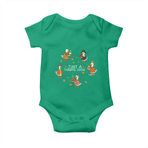 Just A Thankful Goose Baby Onesie Funny Goose Turkey Thanksgiving Fall Season TS11 Irish Green Print Your Wear