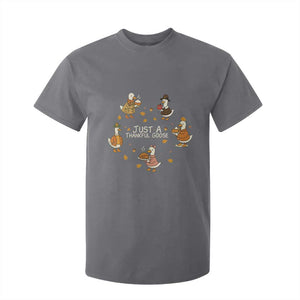Just A Thankful Goose T Shirt For Kid Funny Goose Turkey Thanksgiving Fall Season TS11 Charcoal Print Your Wear