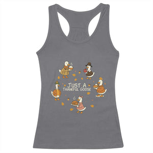 Just A Thankful Goose Racerback Tank Top Funny Goose Turkey Thanksgiving Fall Season TS11 Charcoal Print Your Wear