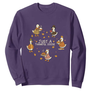Just A Thankful Goose Sweatshirt Funny Goose Turkey Thanksgiving Fall Season TS11 Purple Print Your Wear