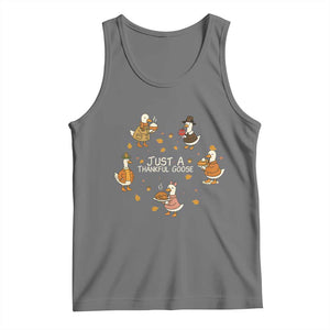 Just A Thankful Goose Tank Top Funny Goose Turkey Thanksgiving Fall Season TS11 Black Heather Print Your Wear