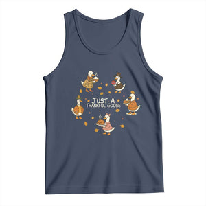 Just A Thankful Goose Tank Top Funny Goose Turkey Thanksgiving Fall Season TS11 Navy Print Your Wear