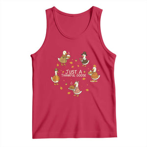 Just A Thankful Goose Tank Top Funny Goose Turkey Thanksgiving Fall Season TS11 Red Print Your Wear