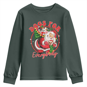 Funny Christmas Dog Owner Youth Sweatshirt Dogs For Everybody Santa Sack Chihuahua TS11 Dark Forest Green Print Your Wear