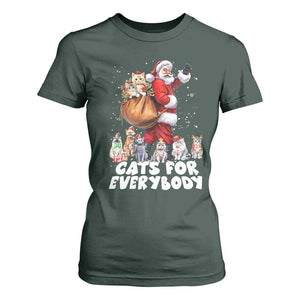Funny Christmas Cat T Shirt For Women Cats For Everybody Xmas Santa Pet TS11 Dark Forest Green Print Your Wear