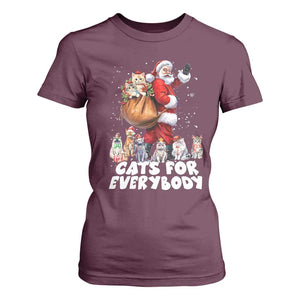 Funny Christmas Cat T Shirt For Women Cats For Everybody Xmas Santa Pet TS11 Maroon Print Your Wear