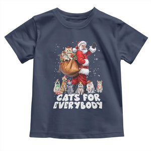 Funny Christmas Cat Toddler T Shirt Cats For Everybody Xmas Santa Pet TS11 Navy Print Your Wear