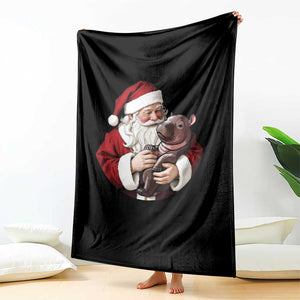 Funny Moo Deng Christmas Throw Blanket Santa Cute Hippo Zoo Meme Baby Pygmy TS11 Print Your Wear