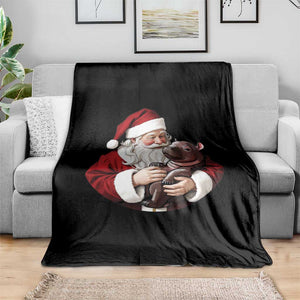 Funny Moo Deng Christmas Throw Blanket Santa Cute Hippo Zoo Meme Baby Pygmy TS11 Print Your Wear