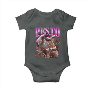 Funny Pesto The Penguin Christmas Baby Onesie TS11 Dark Heather Print Your Wear
